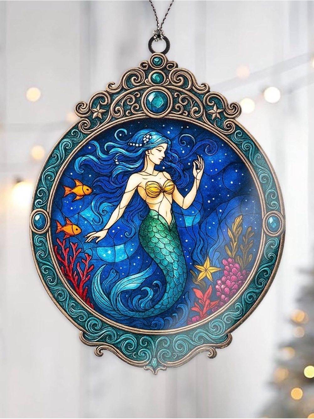 ✴️New✴️Mermaid Stained Glass Style Hanging Wall Art (2/$10)